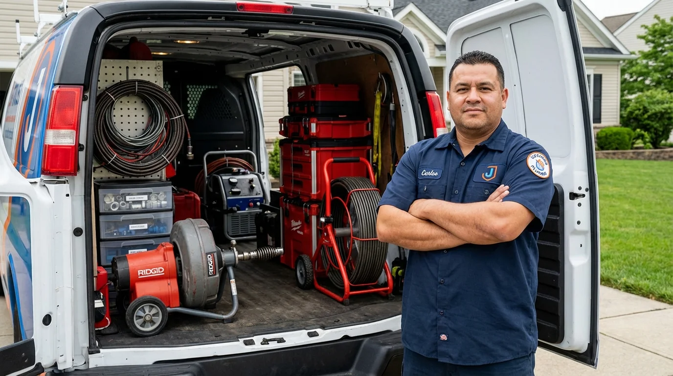 Professional drain cleaning equipment and Johns Plumbing LLC plumber in Bison