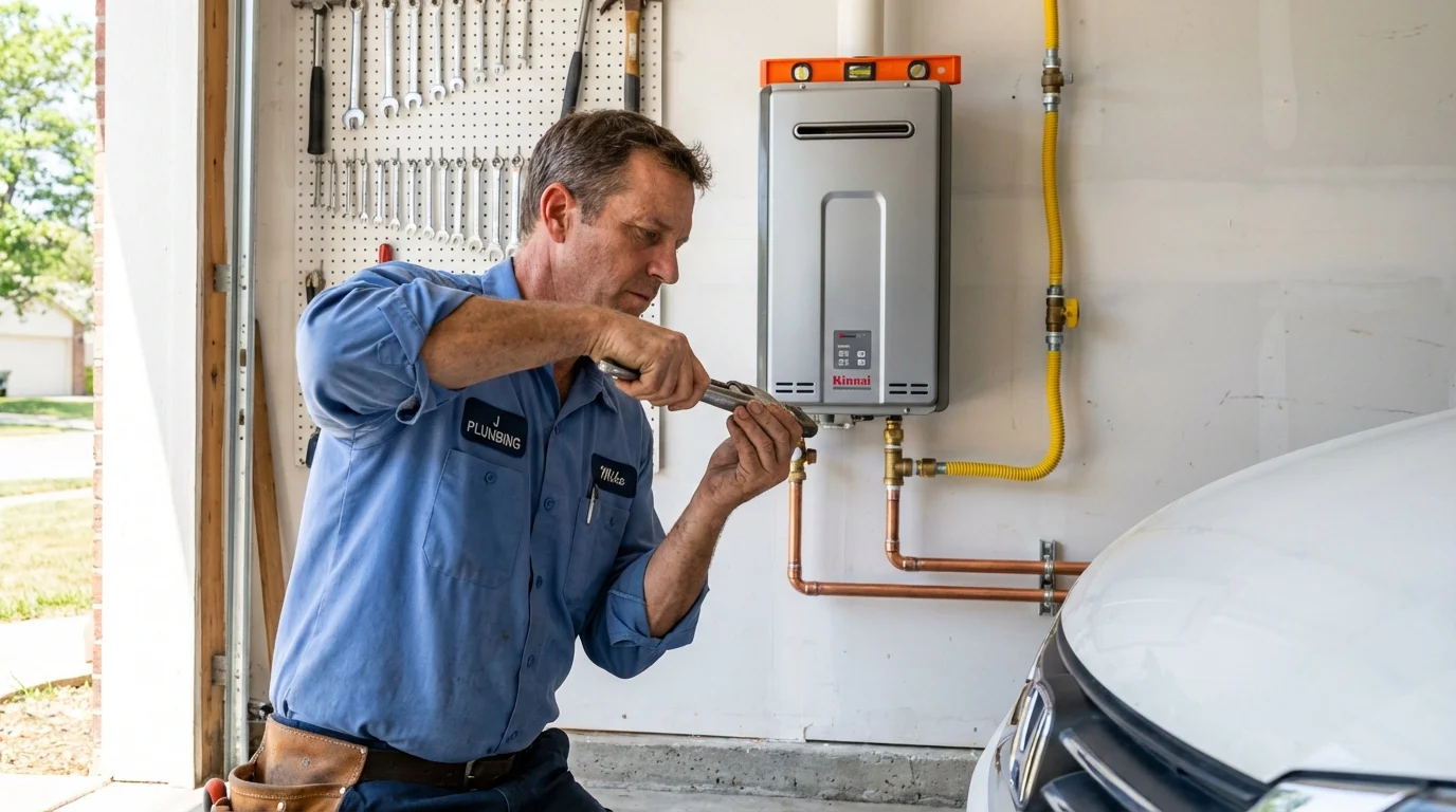 Tankless water heater installation by a Johns Plumbing LLC plumber in Bison